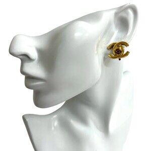 CHANEL Vintage Coco Mark Motif GP Earrings and Ear Cuffs, Gold, 497-2